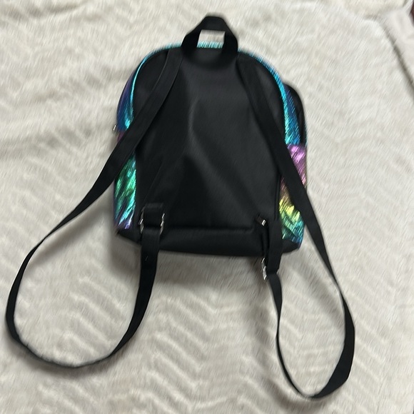 Justice Letter (F) fierce-brave-amazing iridescent color backpack EUC - Picture 2 of 5